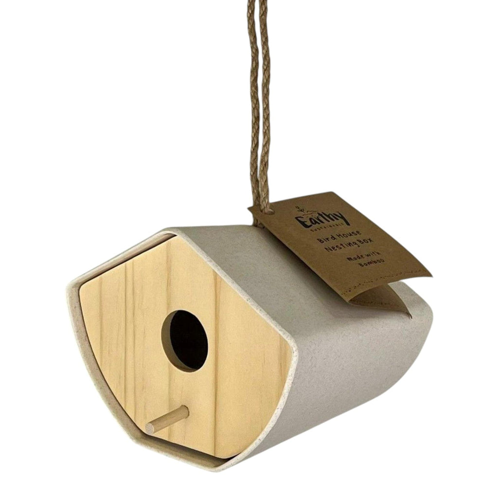 Earthy Natural Bamboo Japandi Birdhouse (16cm)-0