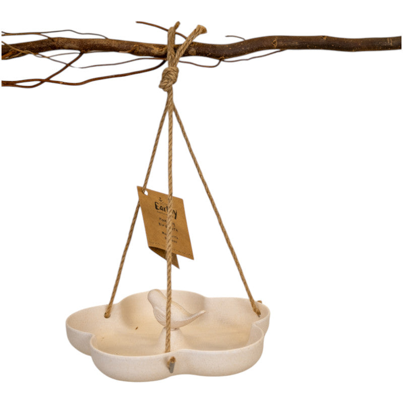 Earthy Natural Bamboo Hanging Bird Bath/Feeder-0