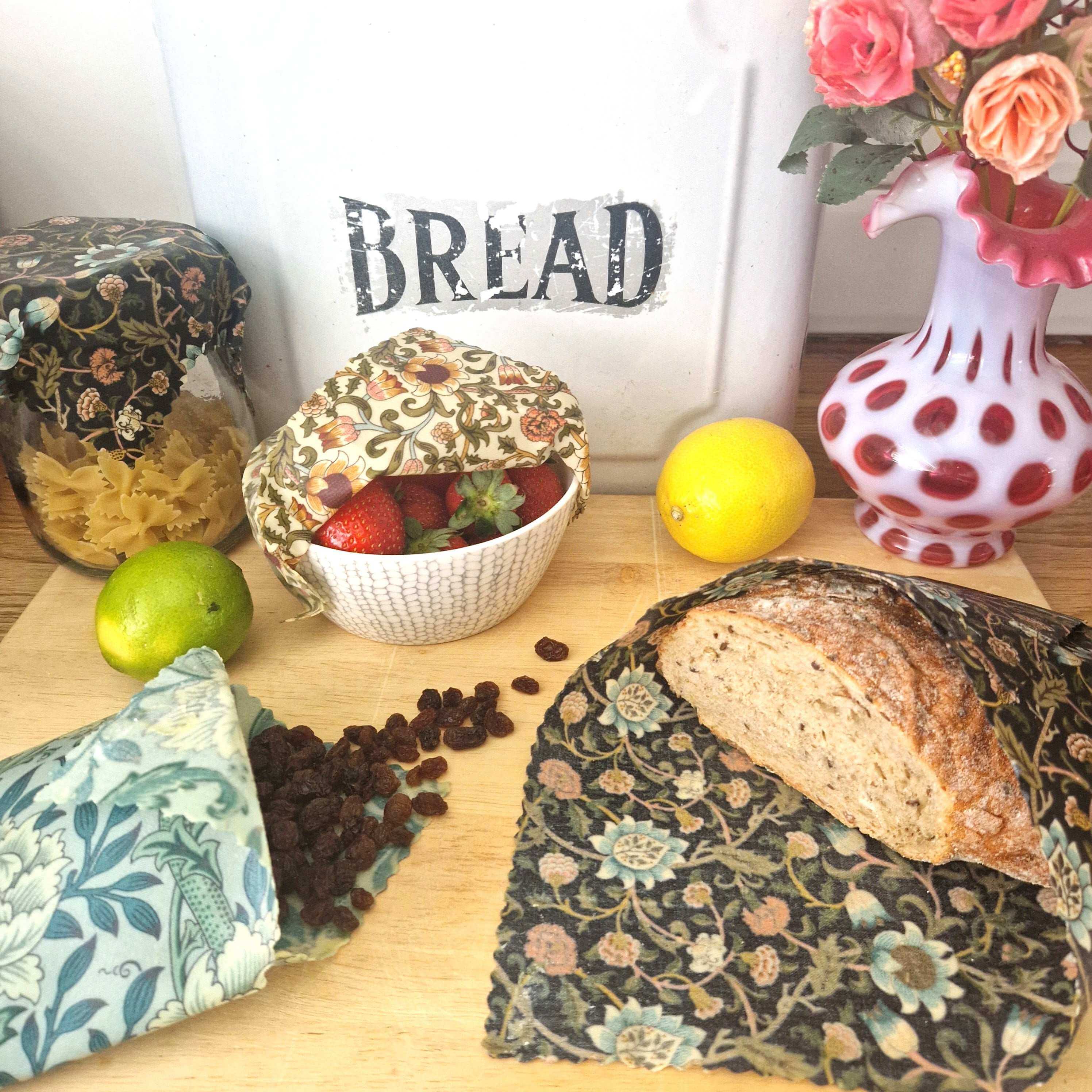 *British Beeswax Set of 3 Handmade Beeswax Wraps | William Morris-4
