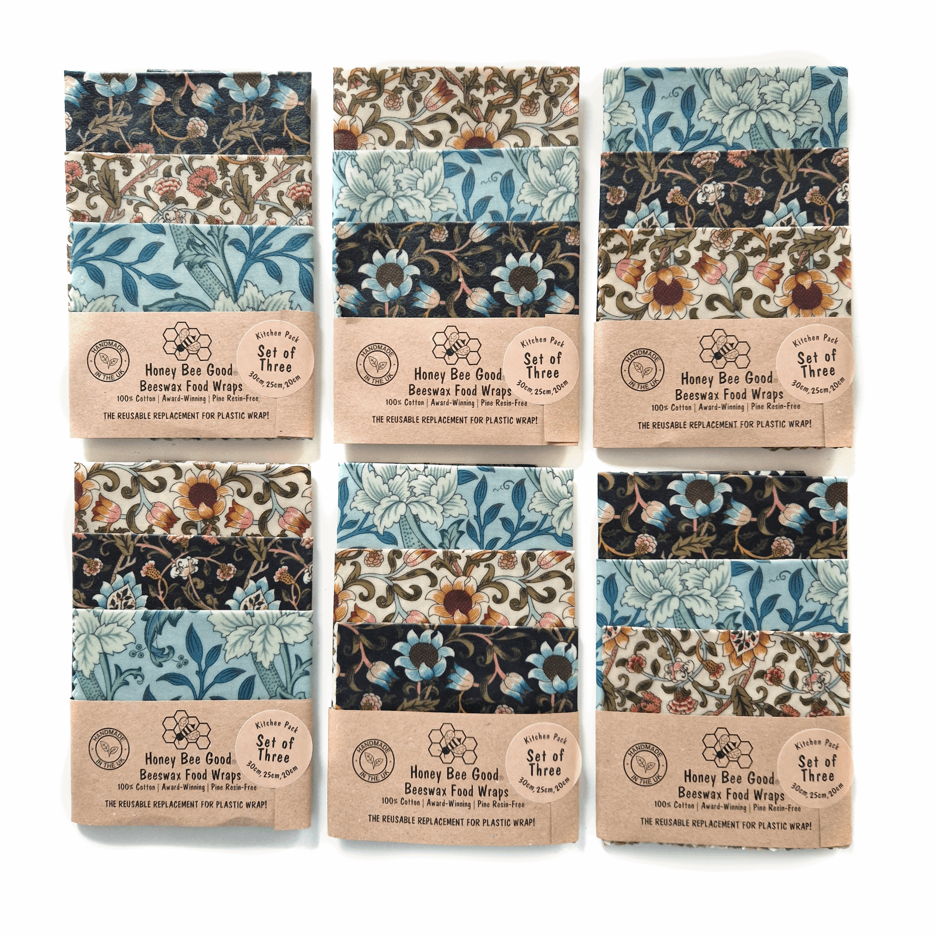 *British Beeswax Set of 3 Handmade Beeswax Wraps | William Morris-2