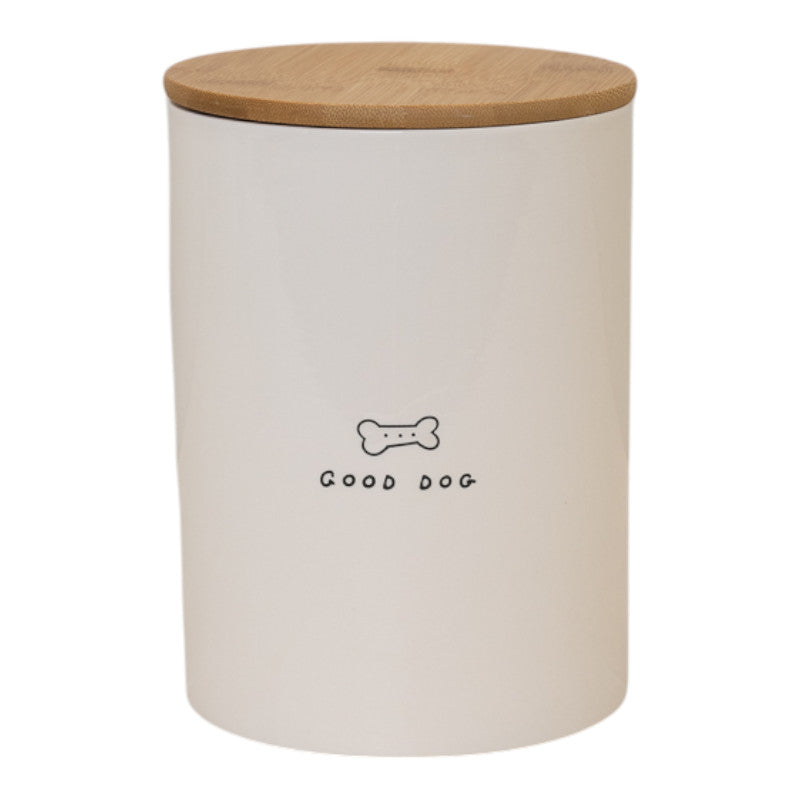 Good Dog' Ceramic Treat Jar with Bamboo Lid.-0