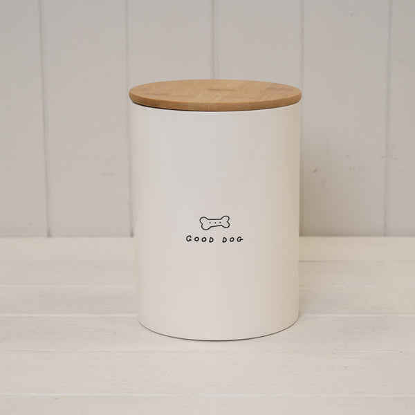 Good Dog' Ceramic Treat Jar with Bamboo Lid.-1